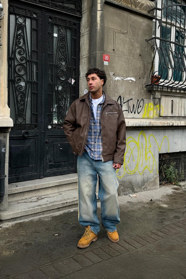Yan Hasır Detay Baggy Jean