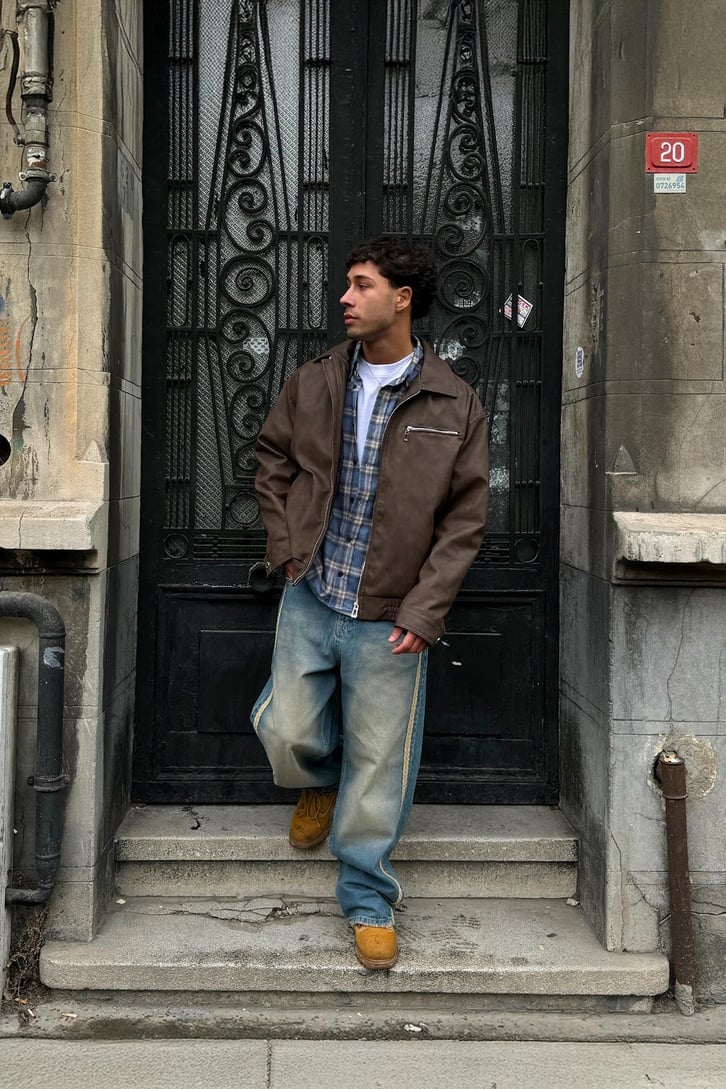 Yan Hasır Detay Baggy Jean