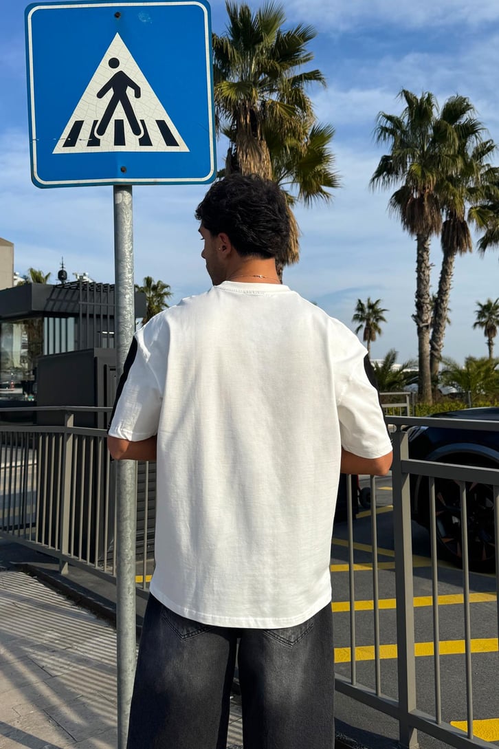 Yan Patlı İmperio Baskılı Oversize Tişört