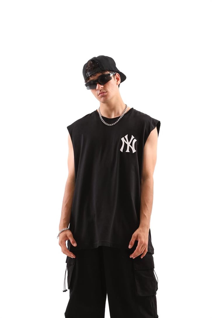 Yankee Siyah Oversize Kolsuz Tişört