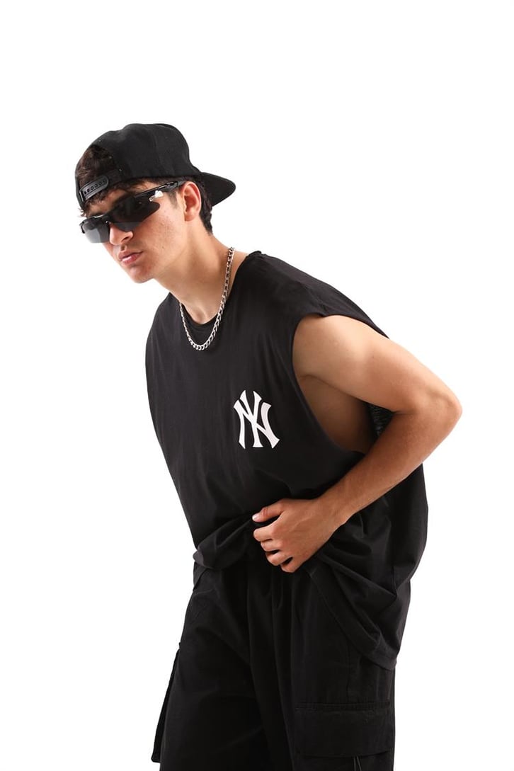 Yankee Siyah Oversize Kolsuz Tişört