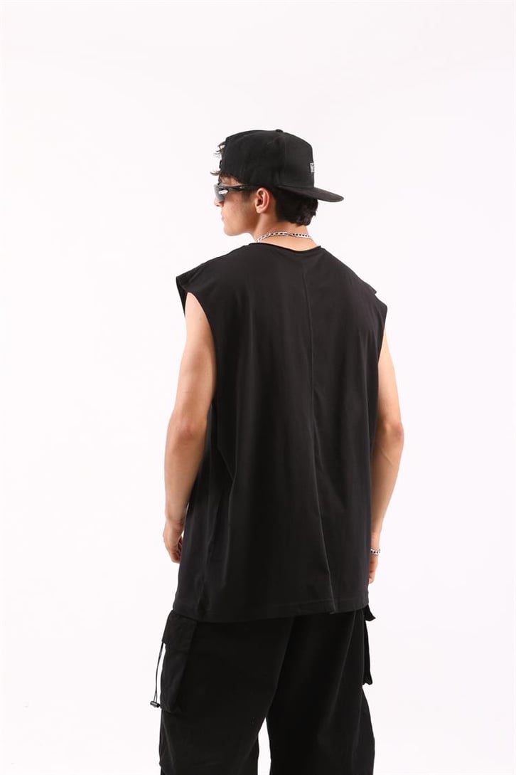 Yankee Siyah Oversize Kolsuz Tişört