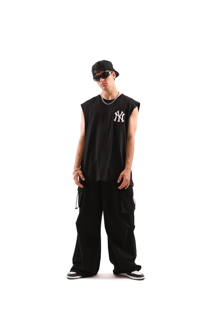 Yankee Siyah Oversize Kolsuz Tişört