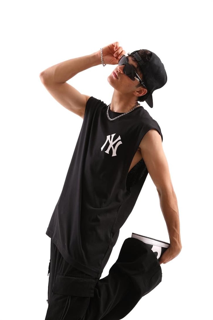 Yankee Siyah Oversize Kolsuz Tişört
