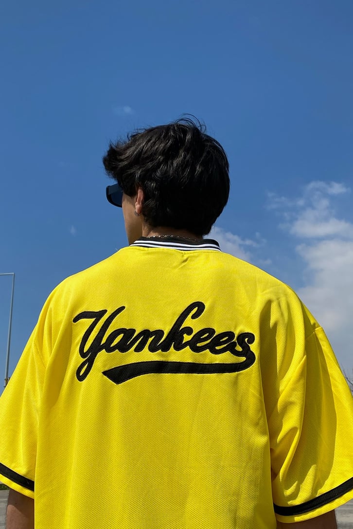 Yankees Polo Yaka Sarı Oversize Forma