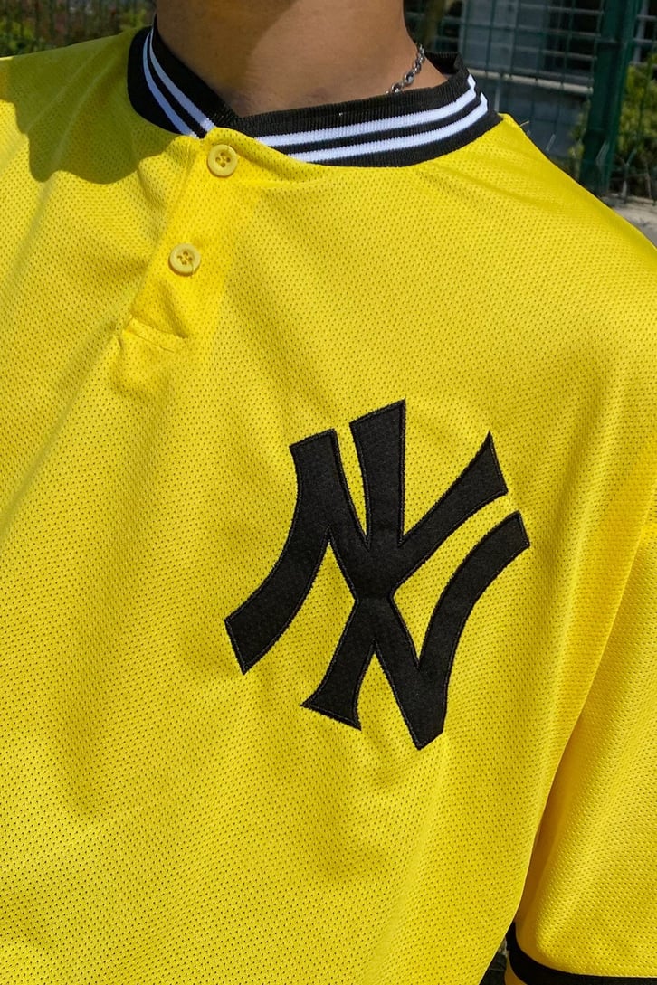 Yankees Polo Yaka Sarı Oversize Forma