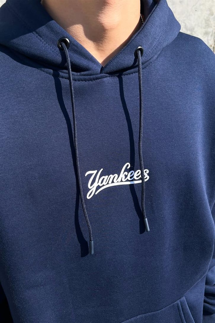 Yankess Baskılı Lacivert İçi Pamuklu Oversize Hoodie