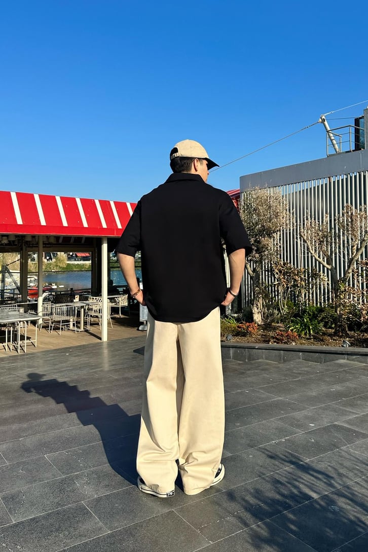 Yarım Fermuarlı Gri Oversize Tişört