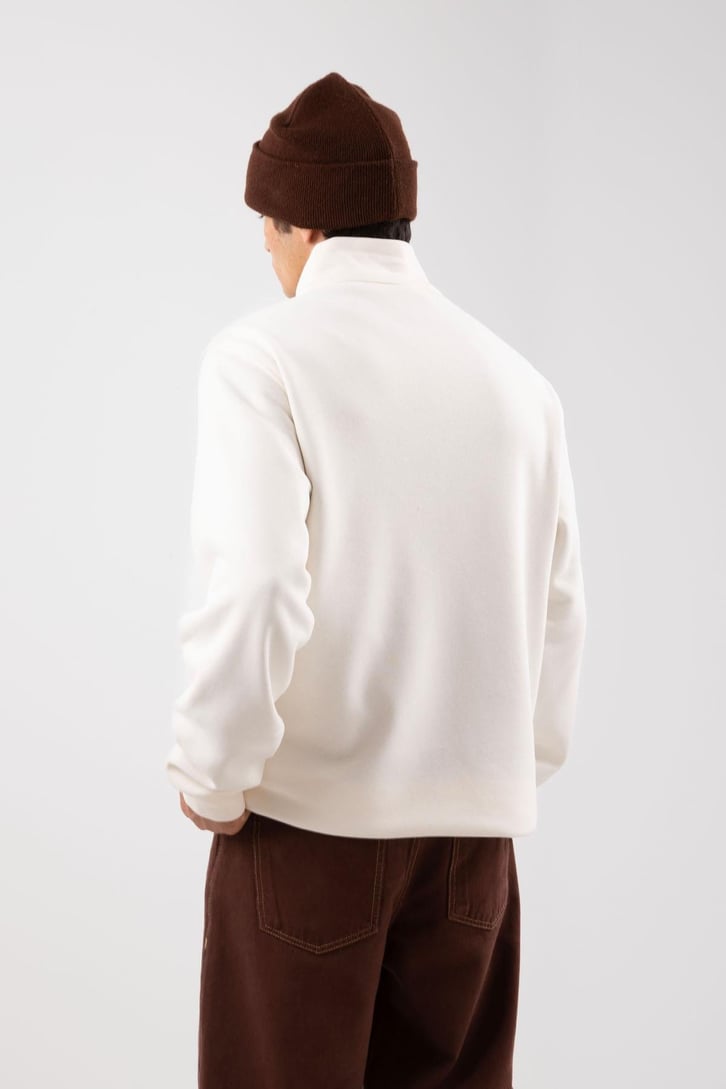 Yarım Fermuarlı Hills Nakışlı Ekru Oversize Sweatshirt