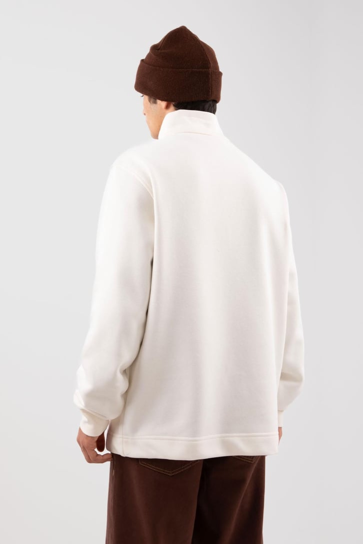 Yarım Fermuarlı Hills Nakışlı Ekru Oversize Sweatshirt