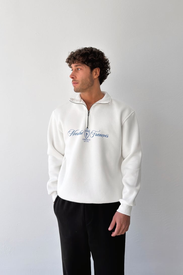 Yarım Fermuarlı Marithe Baskılı Sweatshirt
