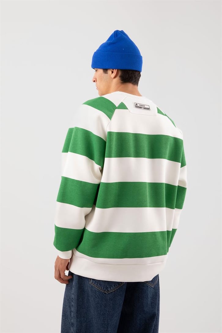 Yatay Çizgili Siyah Oversize Sweatshirt