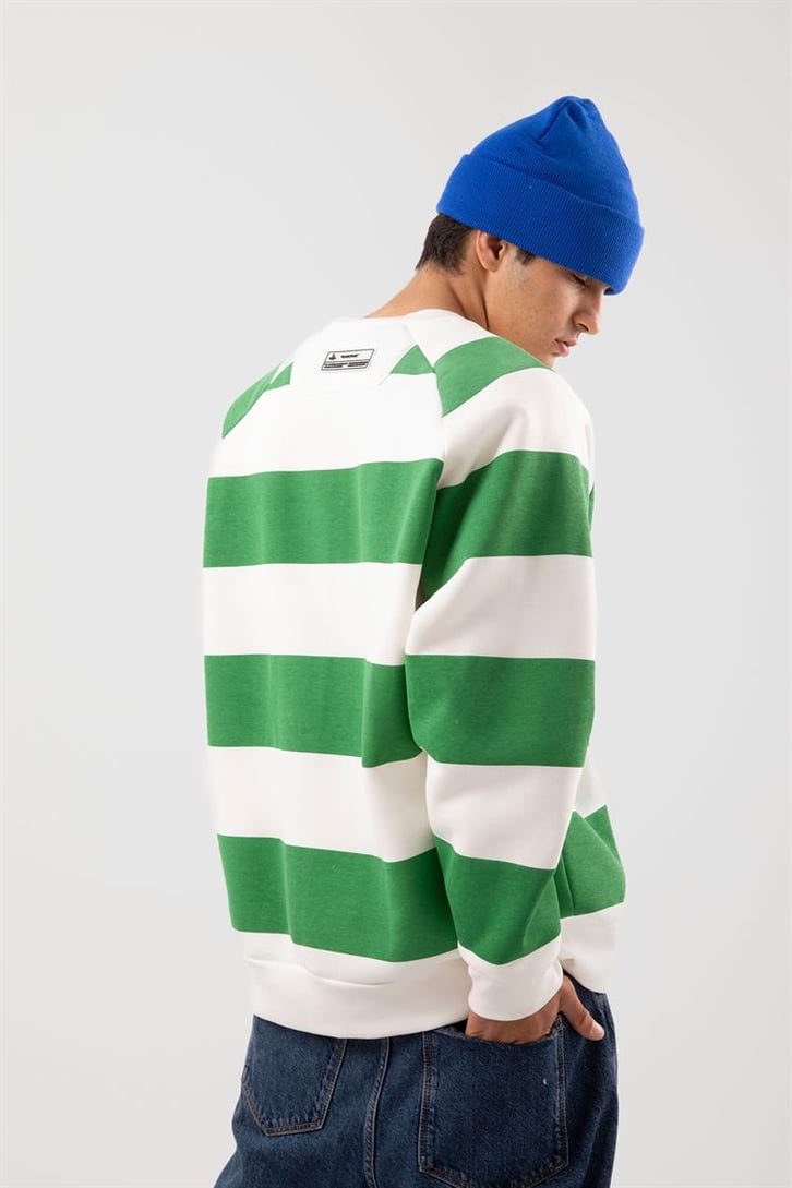 Yatay Çizgili Siyah Oversize Sweatshirt
