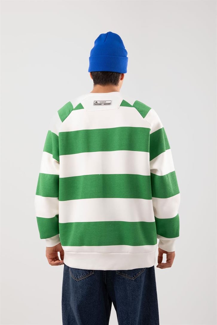 Yatay Çizgili Siyah Oversize Sweatshirt