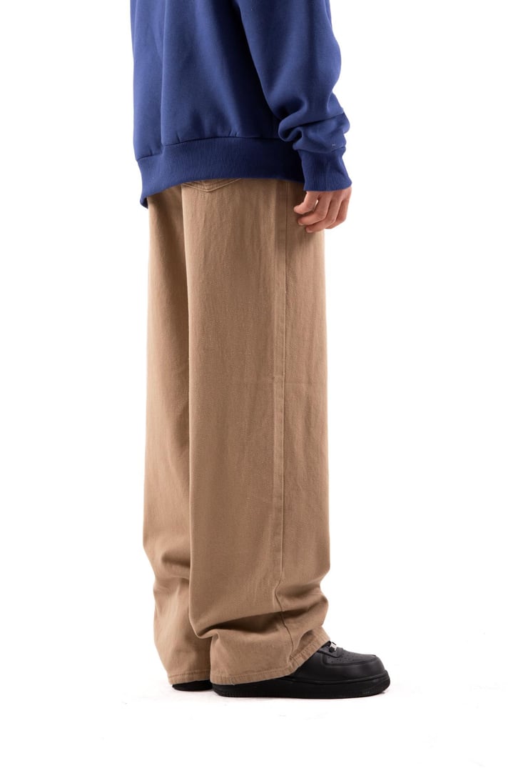 Yazı Baskılı Kahverengi Baggy Pantolon