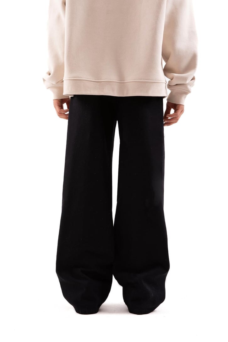 Yazı Baskılı Siyah Baggy Pantolon