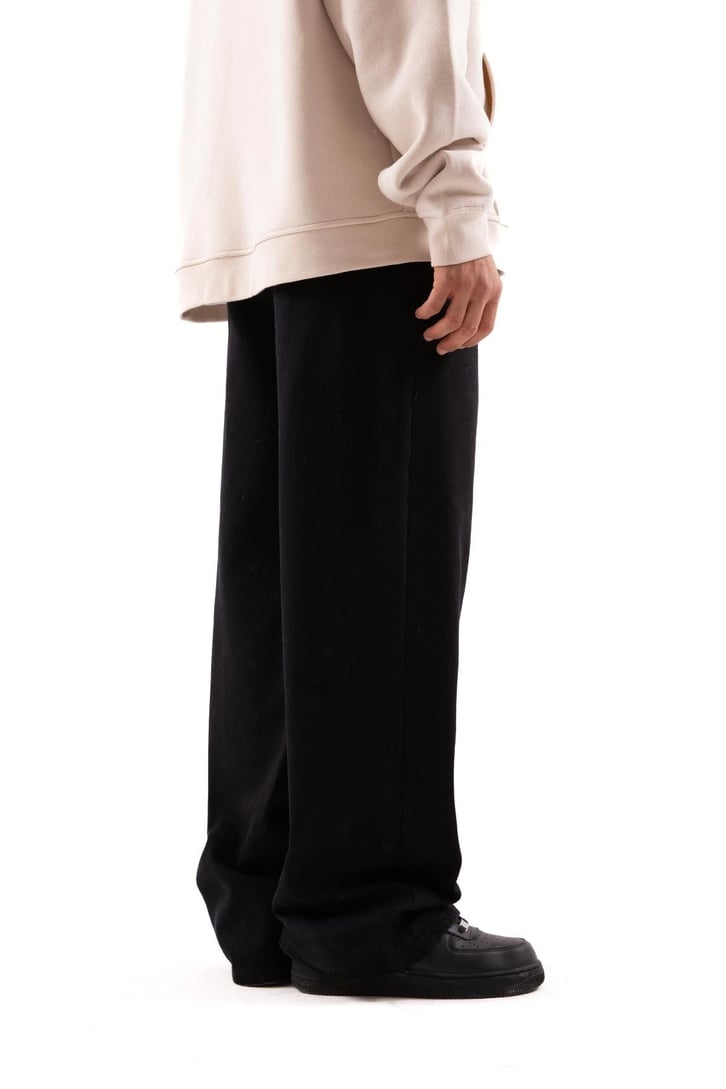 Yazı Baskılı Siyah Baggy Pantolon
