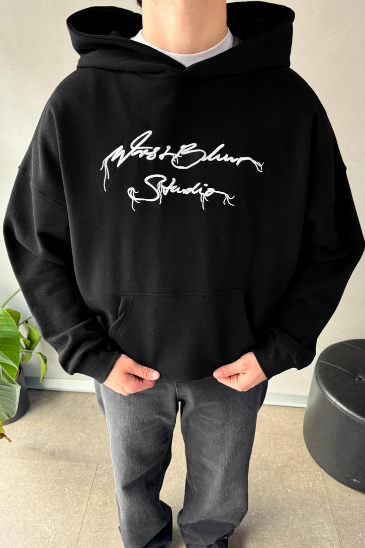 Yazı Nakışlı Oversize Hoodie