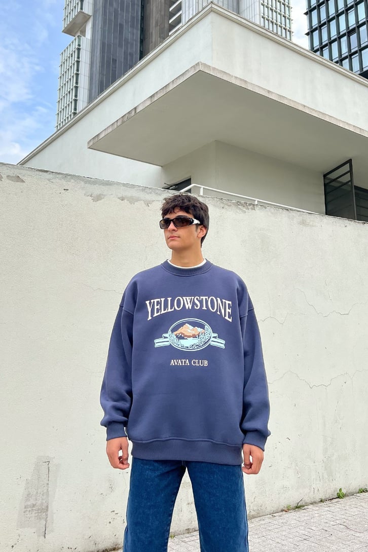 Yellow Stone Baskılı Oversize Sweatshirt