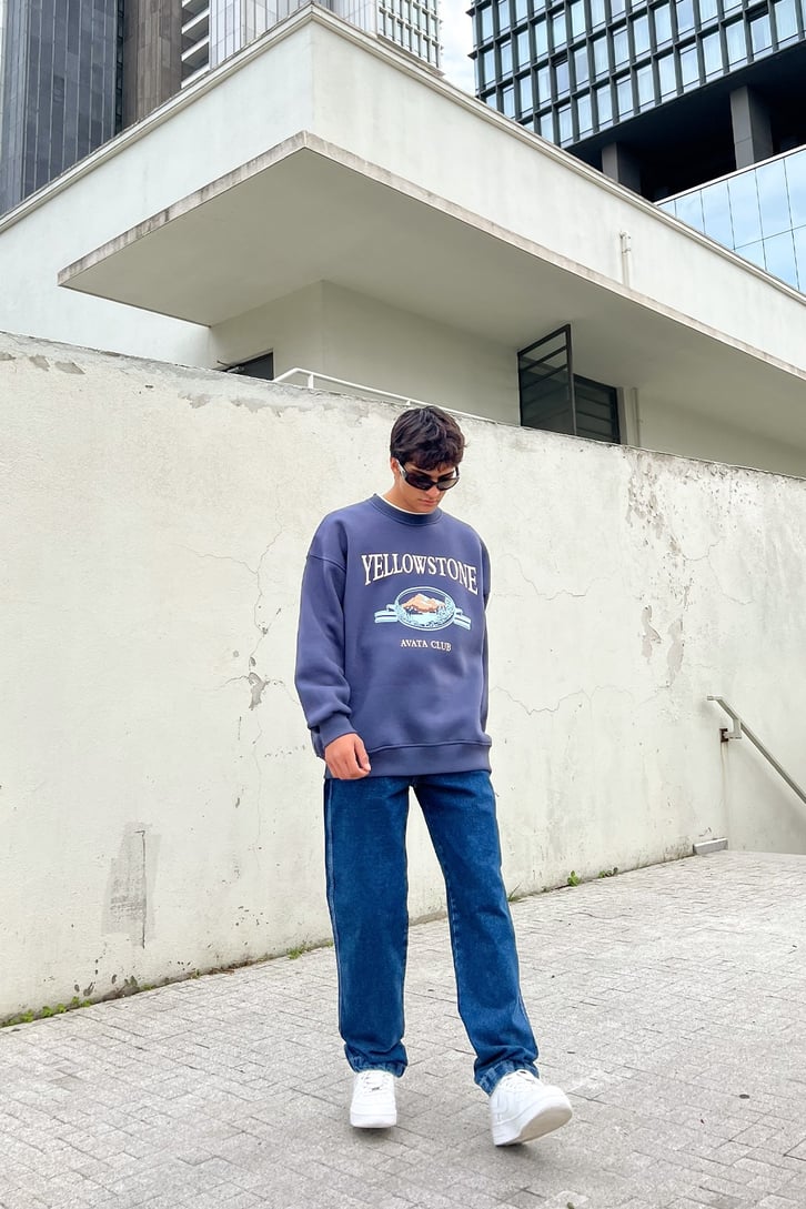 Yellow Stone Baskılı Oversize Sweatshirt