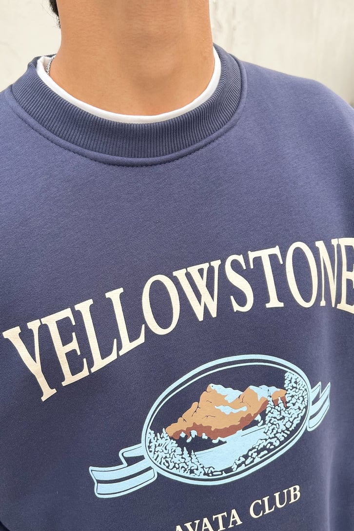 Yellow Stone Baskılı Oversize Sweatshirt