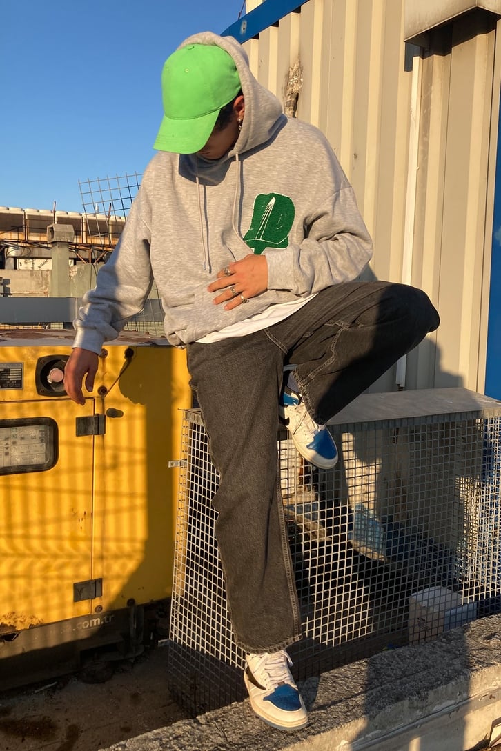 YEŞİL BASKILI HOODIE