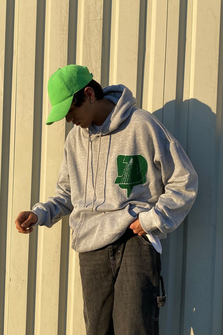 YEŞİL BASKILI HOODIE