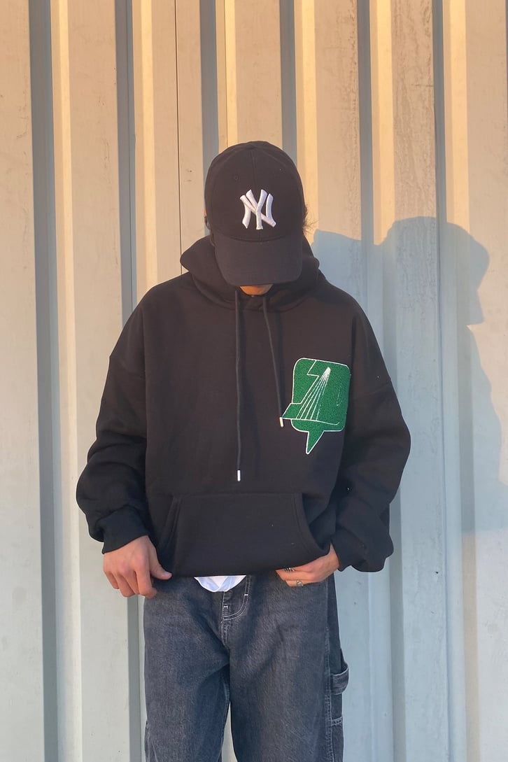 YEŞİL LOGO BASKILI HOODIE