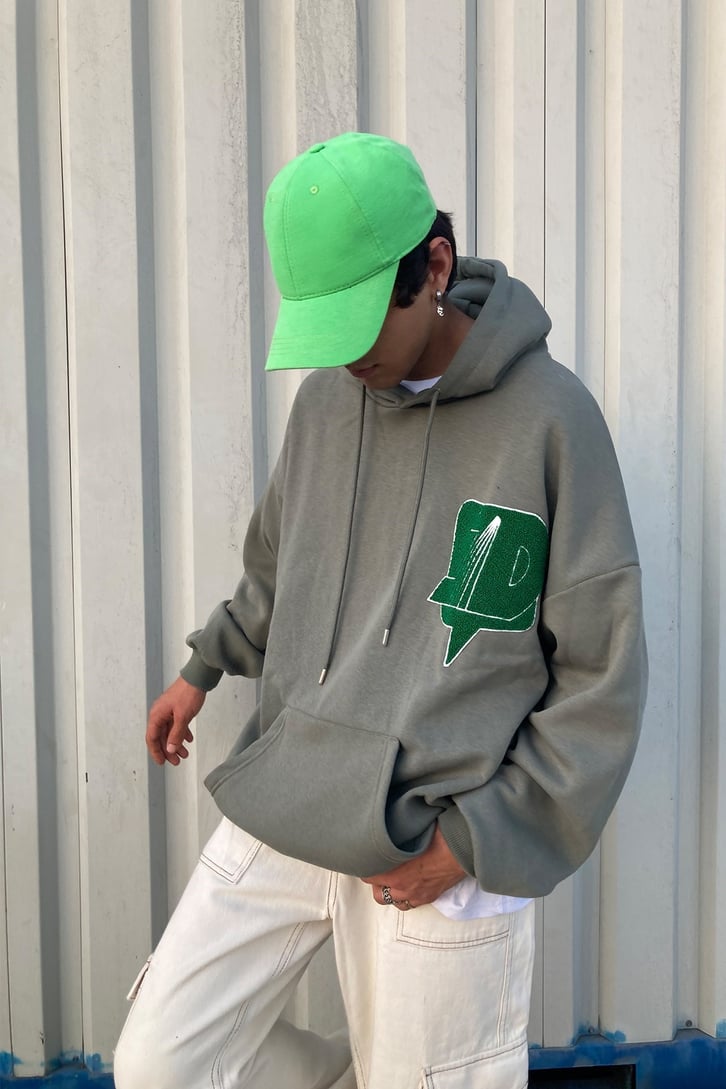 YEŞİL LOGO BASKILI HOODIE