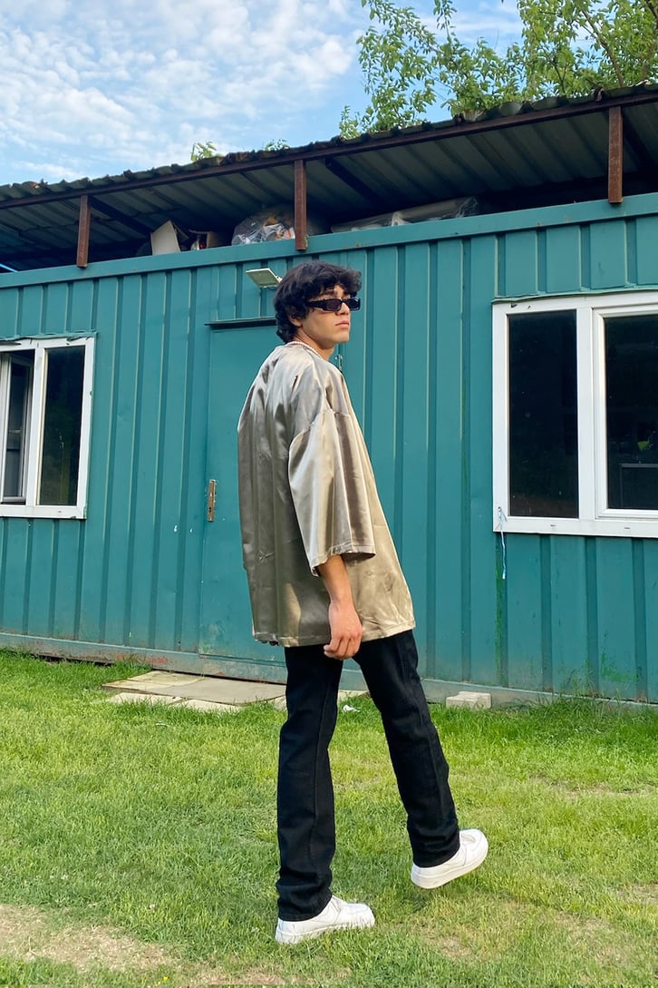 Yeşil Saten Oversize Kimono