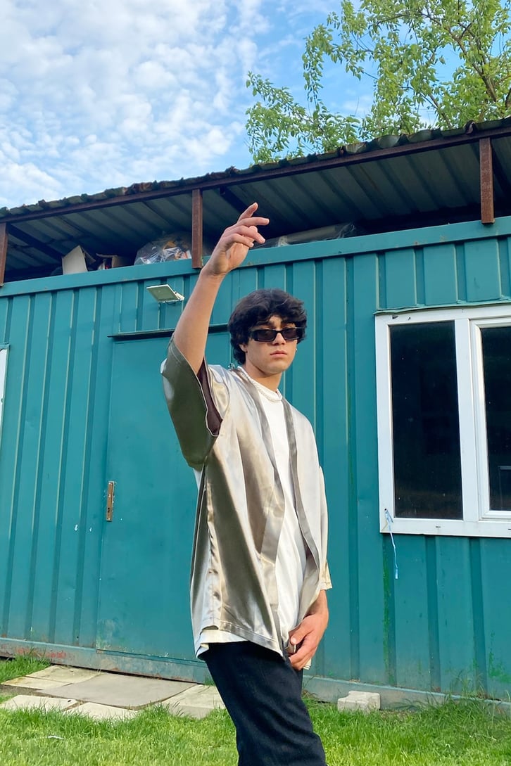 Yeşil Saten Oversize Kimono
