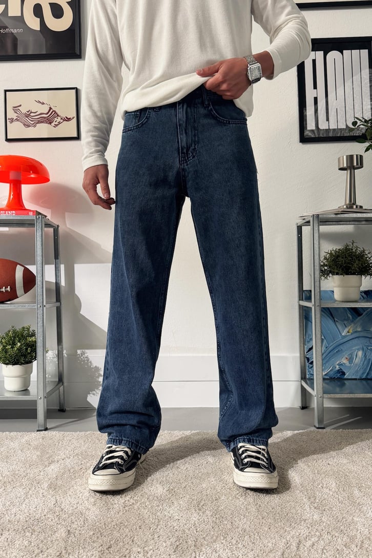 Yıkamalı Baggy Fit Jean