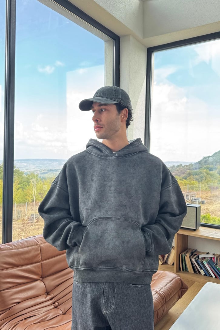 Yıkamalı Baskılı Hoodie