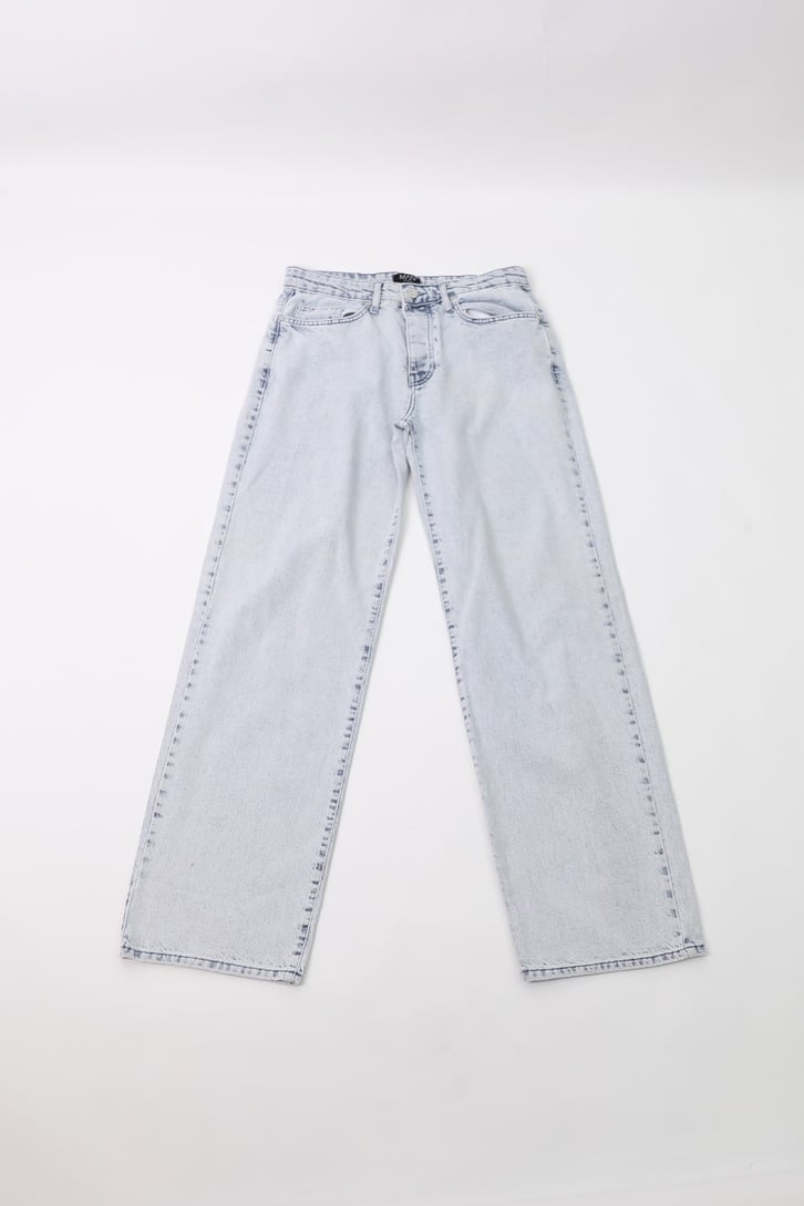 Yıkamalı Buz Mavi Baggy Jean