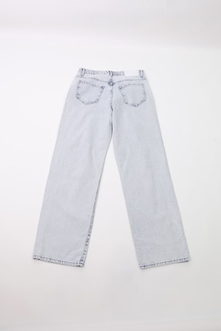 Yıkamalı Buz Mavi Baggy Jean