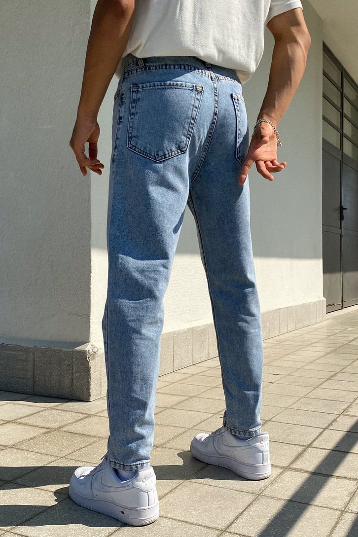Yıkamalı Buz Mavi Regular Fit Jean