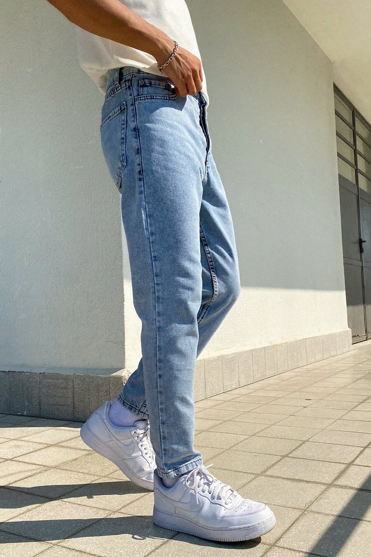 Yıkamalı Buz Mavi Regular Fit Jean