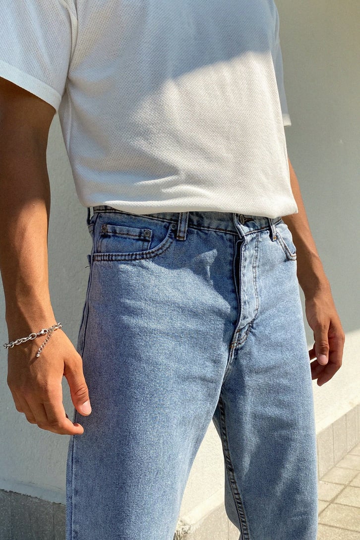 Yıkamalı Buz Mavi Regular Fit Jean