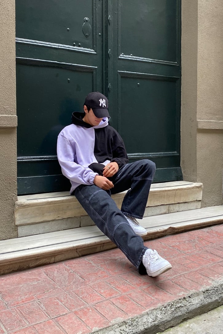Ying Yang Color Block Oversize Premium Hoodie