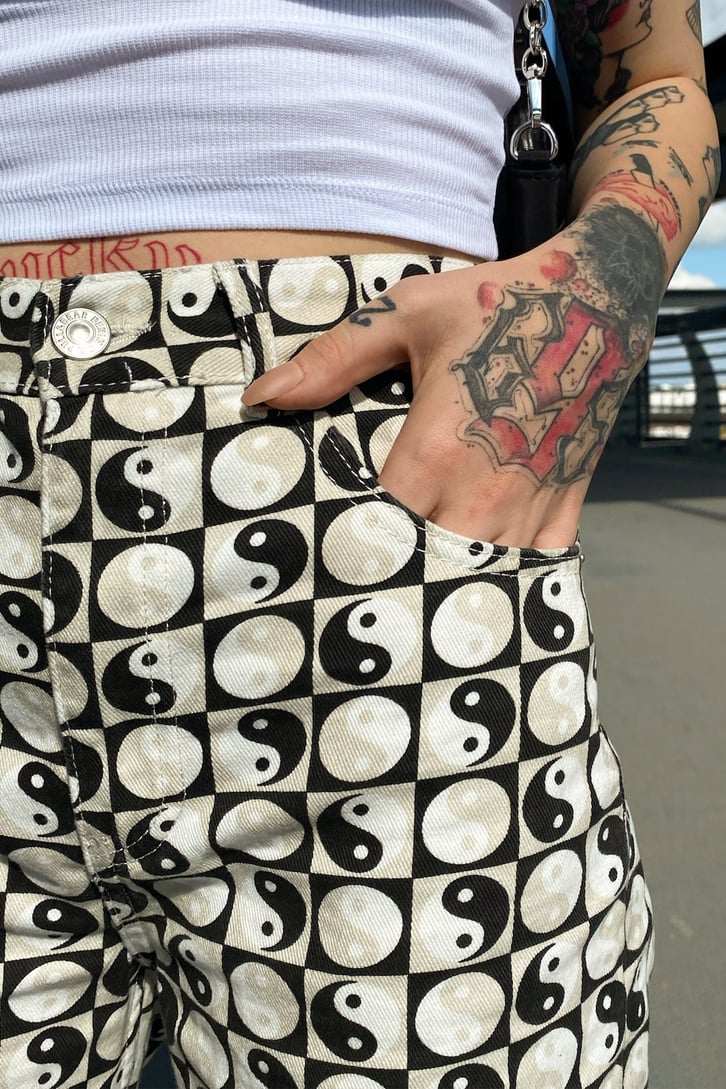 Ying Yang Desenli Baggy Jean