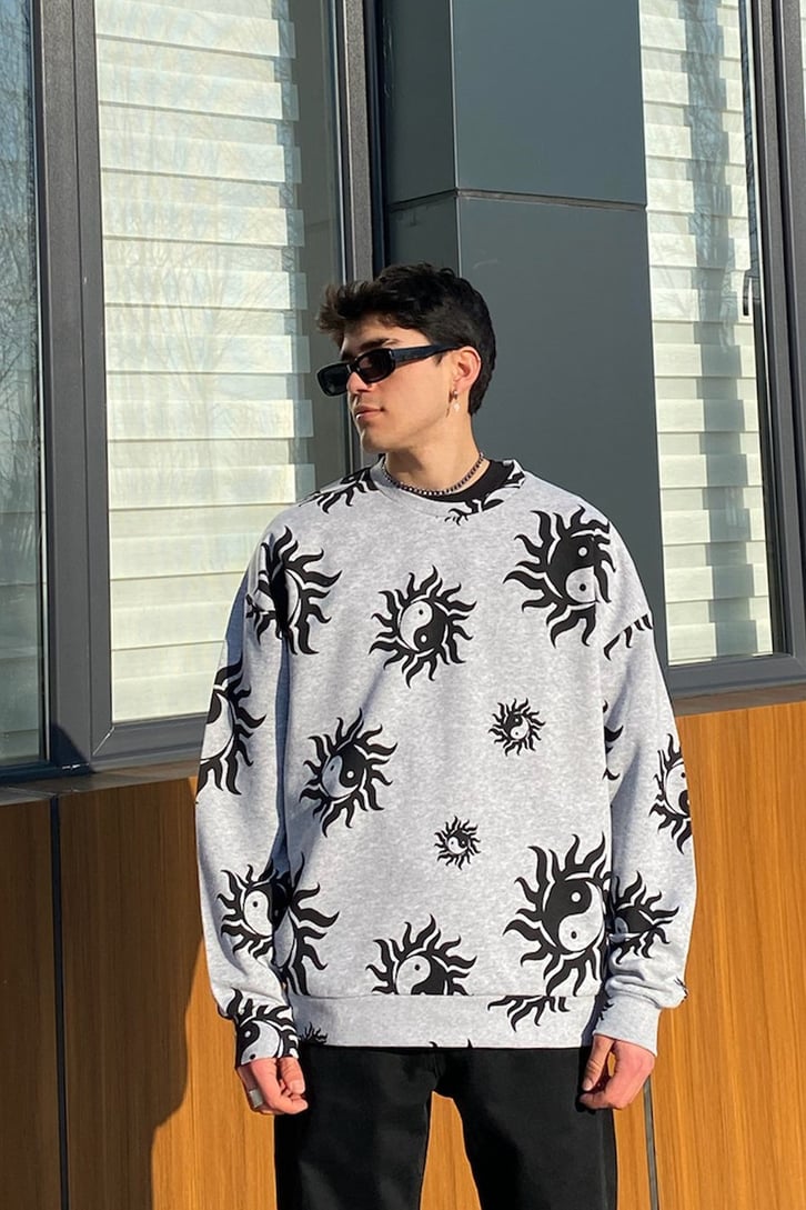 Ying Yang in Sun Oversize Printed Sweatshirt