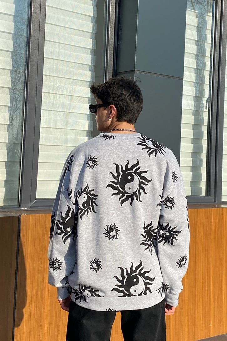 Ying Yang in Sun Oversize Printed Sweatshirt