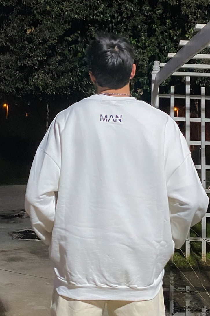 Ying Yang Oversize Printed Ecru Sweatshirt