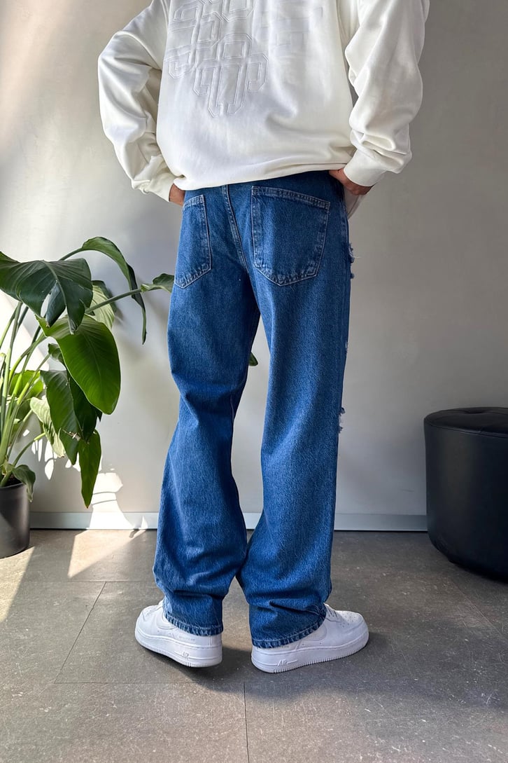 Yırtık Detaylı Baggy Jean