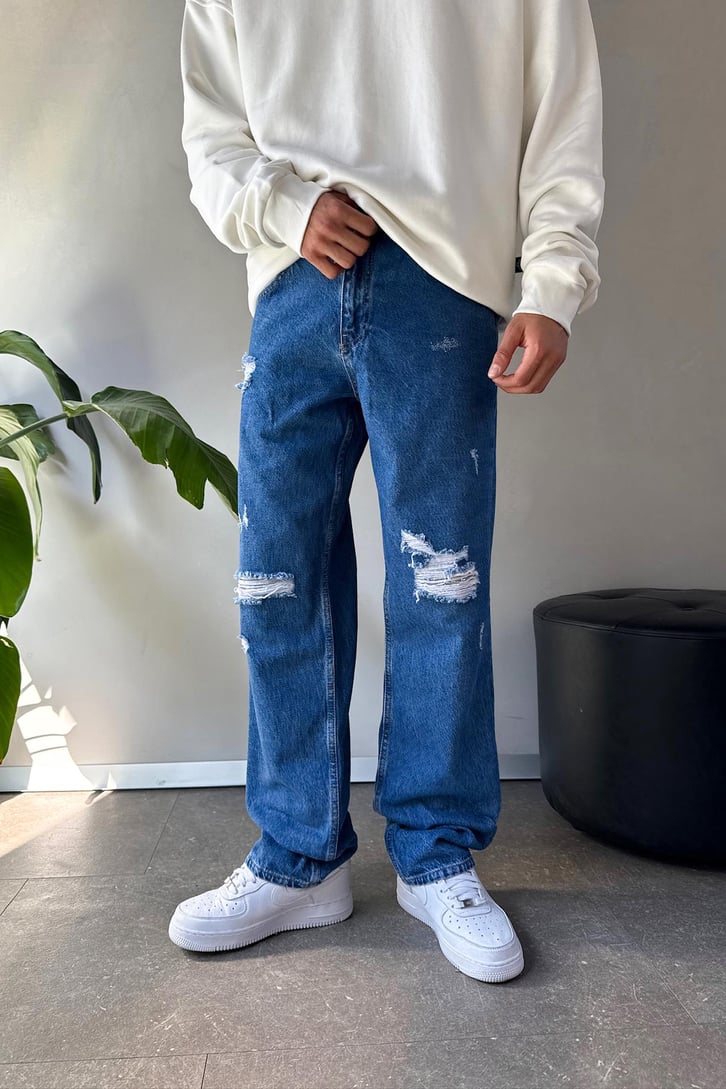 Yırtık Detaylı Baggy Jean