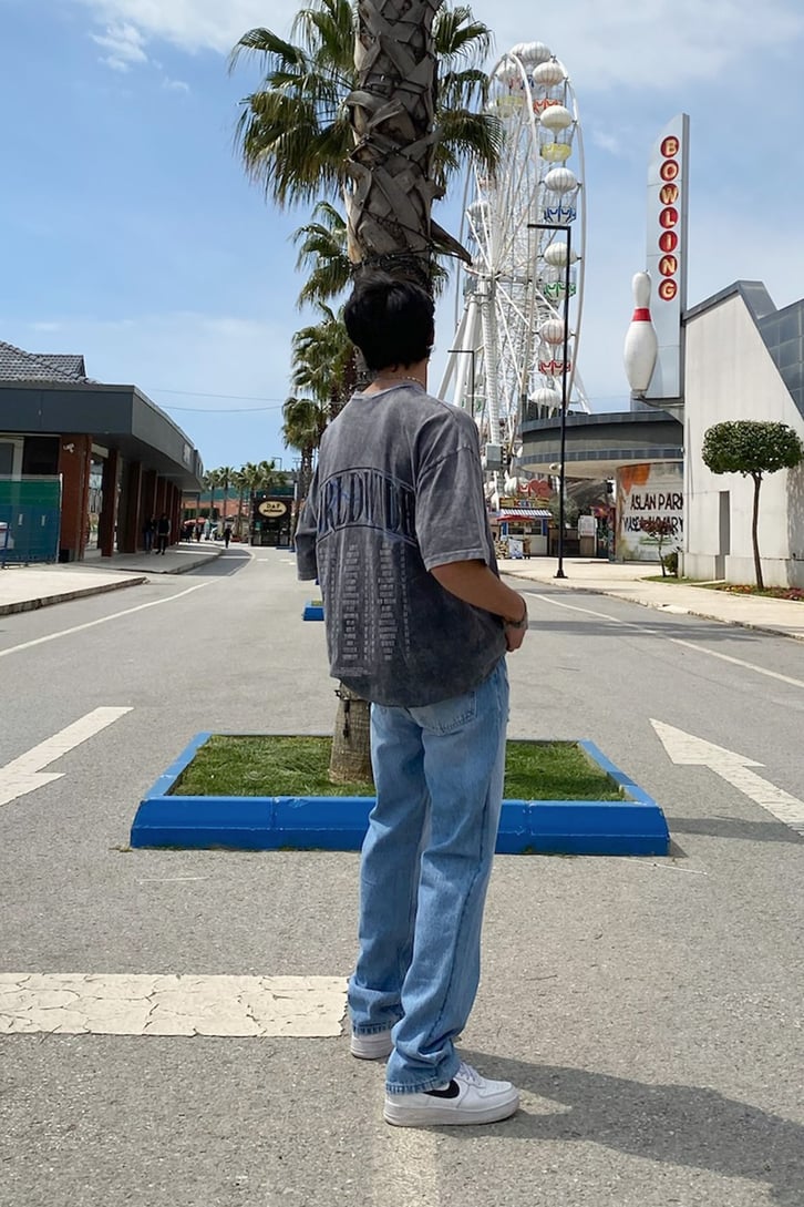 Yırtık Detaylı Mavi Baggy Jean