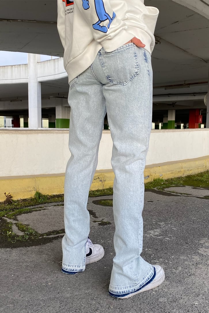 Yırtmaç Detay Buz Mavi Premium Jean