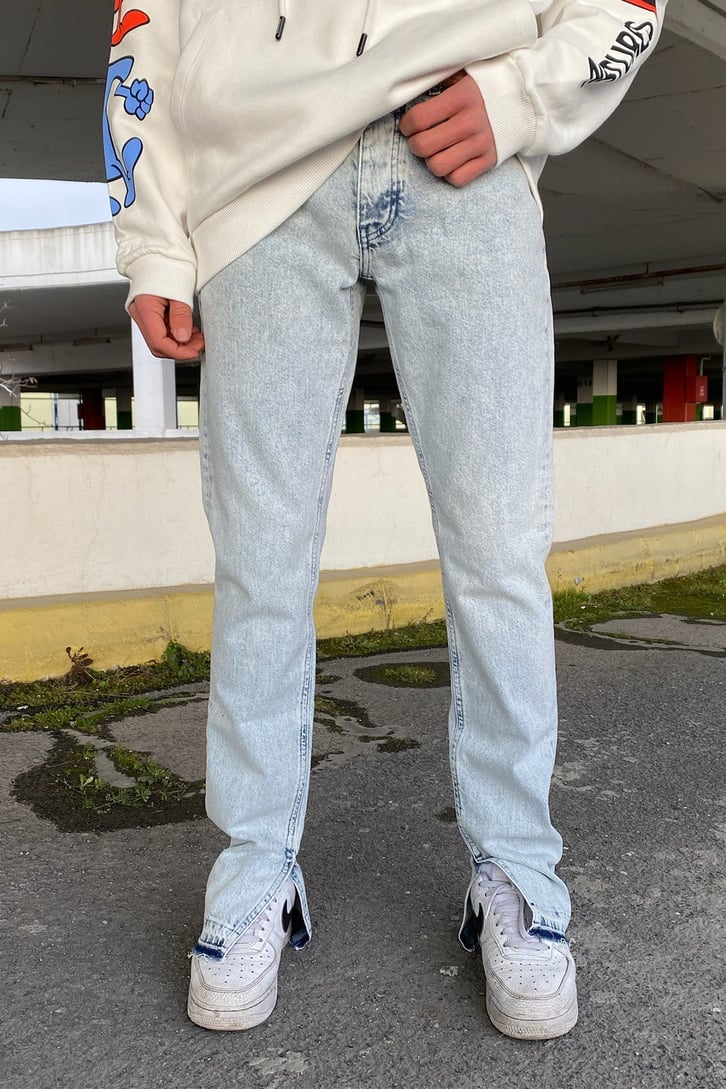 Yırtmaç Detay Buz Mavi Premium Jean