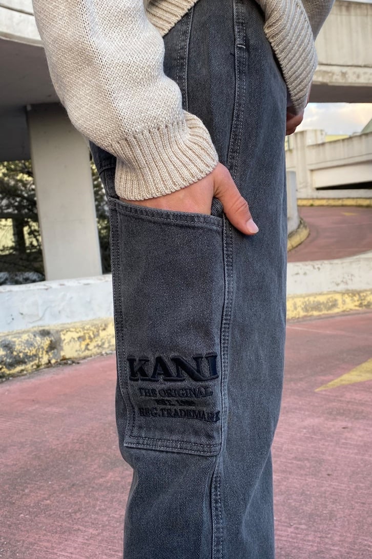 Yırtmaç Detay Koyu Antrasit Premium Palazzo Jean