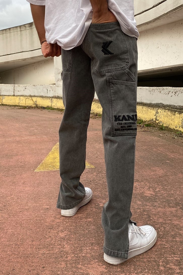 Yırtmaç Detay Koyu Gri Premium Palazzo Jean